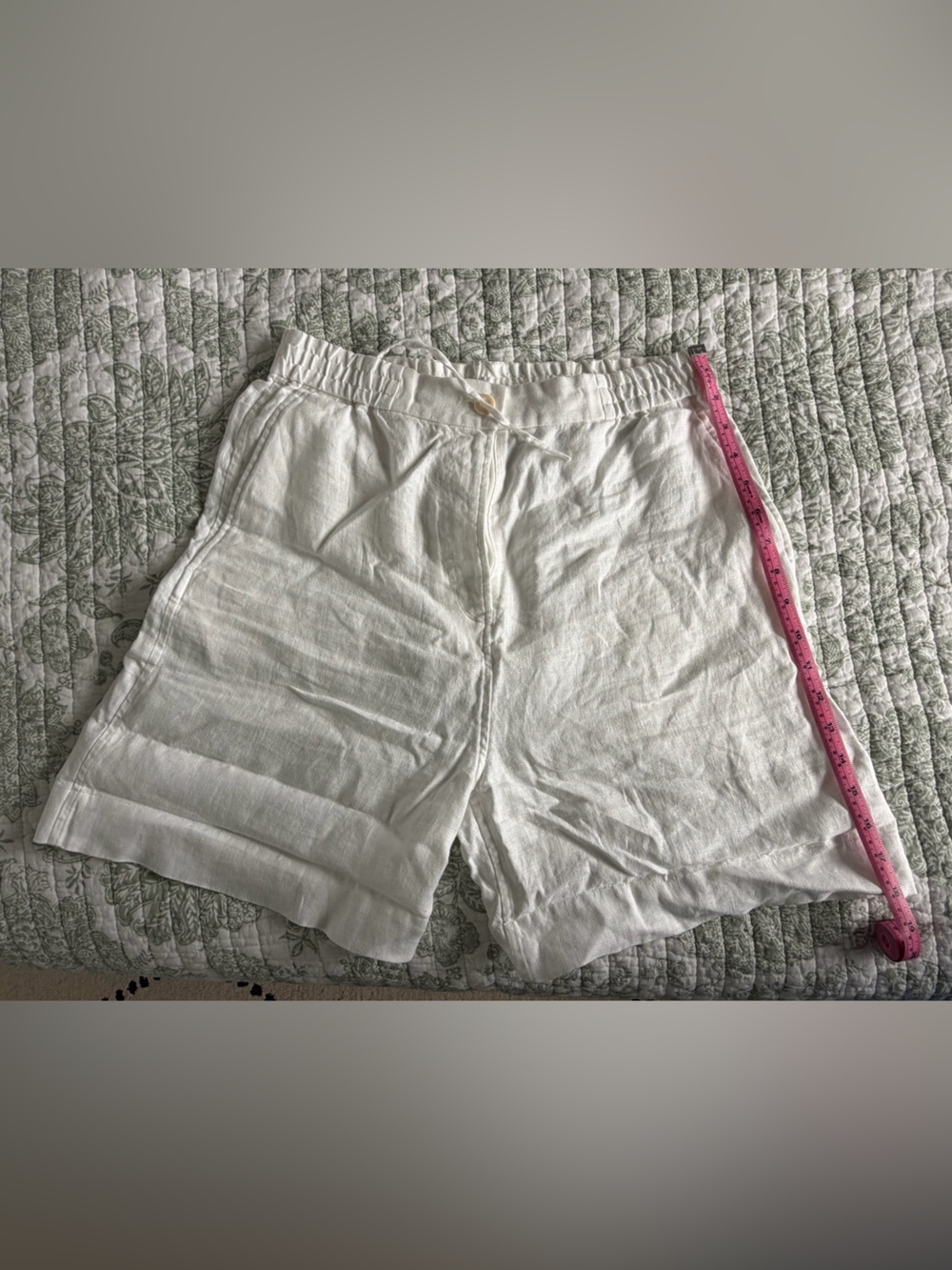 COS White Linen Elastic Waist Bermuda Shorts